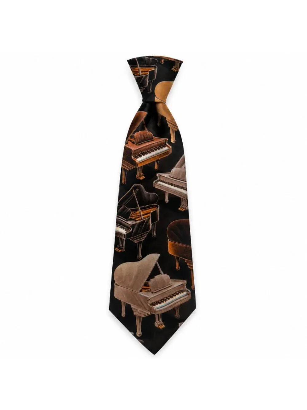 D’ern Crazy Piano Grand Piano Necktie Black Brown Musical Instrument Novelty Tie